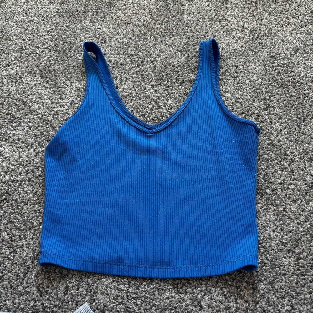 Hollister Blue Sleeveless Fitted Crop Tank Top